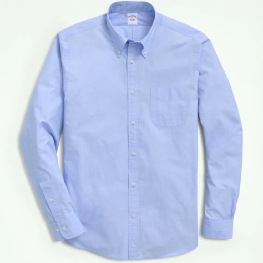 Brooks Brothers Friday Shirt Poplin End-on-End Medium Light Blue NWT